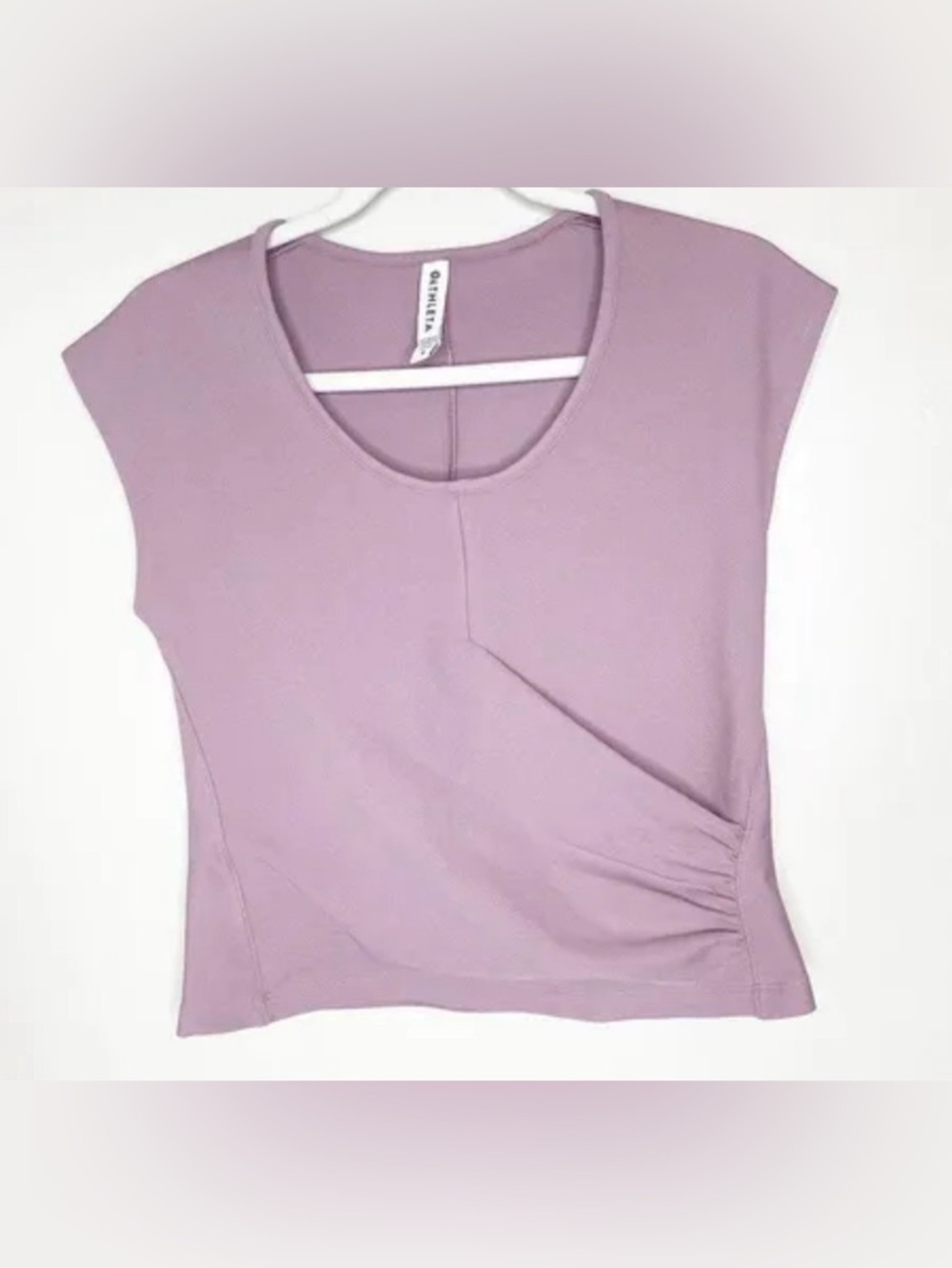 Athleta Bayview Ribbed Croped Faux Wrap Top Purple size medium